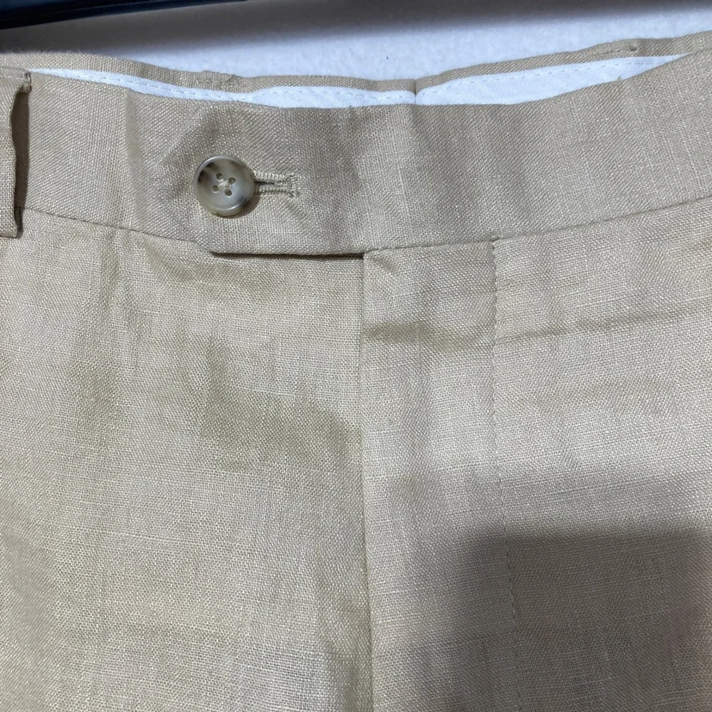 Pronto Uomo Platinum Mens Tan Beige 100% Linen Dress‎ Slacks Pants 40x32